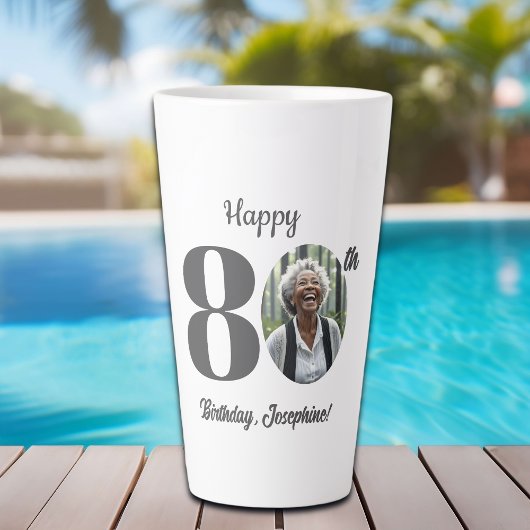 80歳の誕生日フォト カフェラテマグ