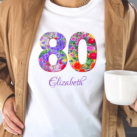 80歳の誕生日フローラゲストの名誉tシャツ tシャツ