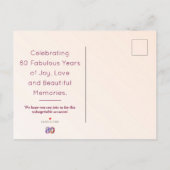 80歳の誕生日フローラモダン80歳のパーティー 案内ポストカード (裏面)
