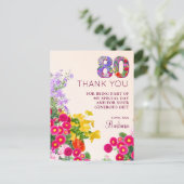 80歳の誕生日フローラモダン80歳のパーティー 案内ポストカード (スタンド正面)