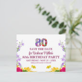 80歳の誕生日フローラモダン80歳のパーティー 案内ポストカード (スタンド正面)
