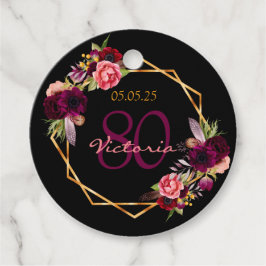 80歳の誕生日ブラックパープルフローラありがとう フェイバータグ