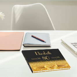 80歳の誕生日ブラック金ゴールドボウクラシック エレガント ゲストブック