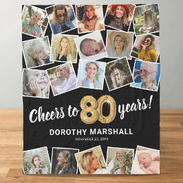 80歳の誕生日プレゼントの複数写真ギフト フリースブランケット