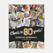 80歳の誕生日プレゼントの複数写真ギフト フリースブランケット (正面)