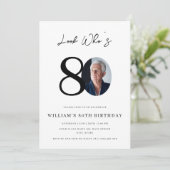 80歳の誕生日モダンシンプル写真  招待状 (スタンド正面)