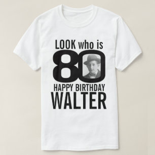 80歳の誕生日モノラルルック80カスタムの写真と名前 Tシャツ