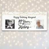 80歳の誕生日レトロな紐ライト付き2枚の写真 横断幕
