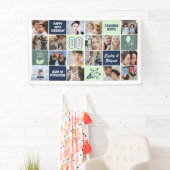 80歳の誕生日写真コラージュカスタムミントブルー 横断幕 (インサイチュ)