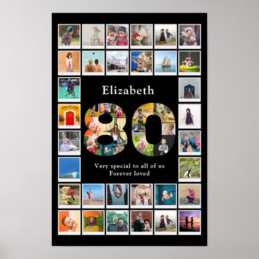 80歳の誕生日写真テンプレート ポスター (正面)