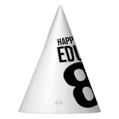 80歳の誕生日写真パーソナライズ白黒モノ パーティーハット (左)