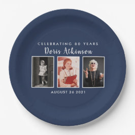 80歳の誕生日写真プレート ペーパープレート