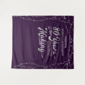 80歳の誕生日写真用背景　紫と銀 タペストリー (正面(横))