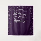 80歳の誕生日写真用背景　紫と銀 タペストリー (正面)