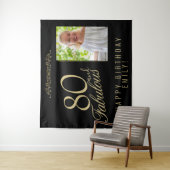 80歳の誕生日写真 黒の背景 タペストリー (インサイチュ)