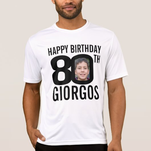 80歳の誕生日名前をカスタムすると写真テンプレートモノ Tシャツ (正面)