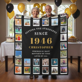 80歳の誕生日家族の思い出フォトコラージュ フリースブランケット