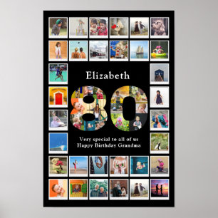 80歳の誕生日家族写真テンプレート記念品 ポスター
