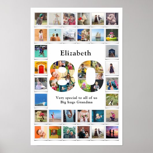 80歳の誕生日家族写真テンプレート記念品 ポスター (正面)