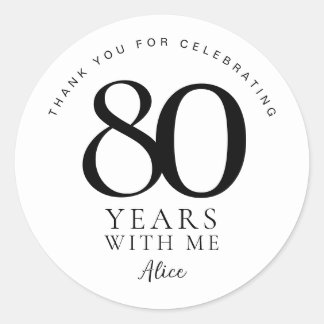 80歳の誕生日感謝祭のステッカー ラウンドシール