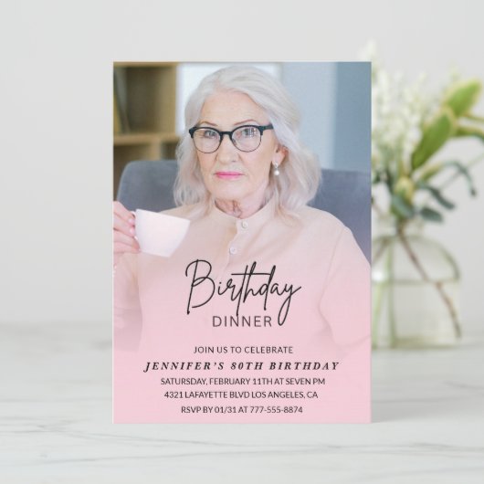 80歳の誕生日招待状誕生日夕食写真 招待状 (スタンド正面)