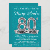80歳の誕生日招待状 ダイヤモンドマイルストーン招待状 招待状 (正面/裏面)