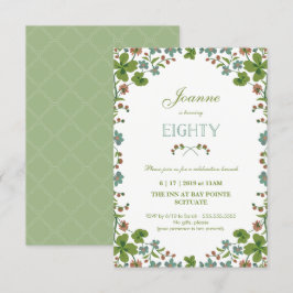 80歳の誕生日招待状 ヴィンテージ フラワー（小） 招待状