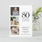80歳の誕生日招待状(写真付き) ミニマル シンプル 招待状 (スタンド正面)