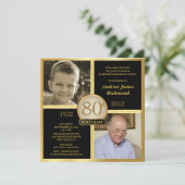 80歳の誕生日招待状 当時と現在 2枚の写真 招待状 (スタンド正面)