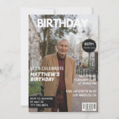 80歳の誕生日招待状 男性 彼 雑誌の表紙 招待状 (正面)