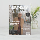 80歳の誕生日招待状 男性 彼 雑誌の表紙 招待状 (スタンド正面)