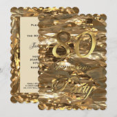 80歳の誕生日記念 ゴールド エレガント 招待状 (正面/裏面)