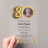 80歳の誕生日金ゴールドフォトスター澄ん アクリル招待状 (インサイチュ (ポータブル))