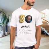 80歳の誕生日金ゴールド写真 Tシャツ