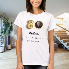 80歳の誕生日金ゴールド写真 Tシャツ
