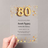 80歳の誕生日金ゴールド澄ん アクリル招待状 (インサイチュ (ポータブル))