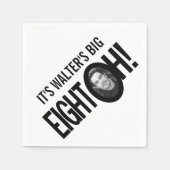 80歳の誕生日8歳!フォトモノ白黒 スタンダードカクテルナプキン (正面)