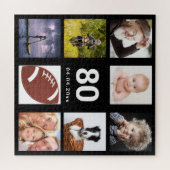 80歳の誕生日80フォトコラージュ男の男性ブラック ジグソーパズル (横)