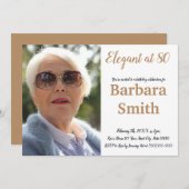 80歳の誕生日80歳のエレガント写真をパーソナライズ 招待状 (正面/裏面)