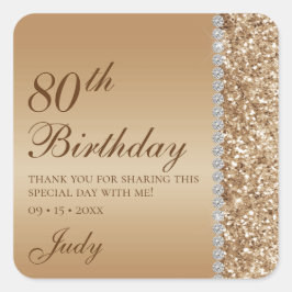 80歳の誕生日 ありがとうございます ゴールド スクエアシール