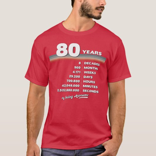 80歳の誕生日 おめでとう レトロ ヴィンテージ Tシャツ (正面)