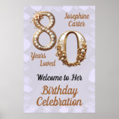 80歳の誕生日 エレガントなパーティー ポスター (正面)
