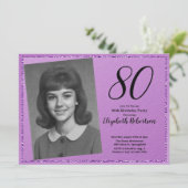 80歳の誕生日 カスタムフォト 濃紫 招待状 (スタンド正面)