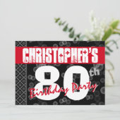 80歳の誕生日 グランジ テキスト 彼用 A01 招待状 (スタンド正面)