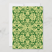 80歳の誕生日 - ゴールドグリーンのダマスク 招待状 (裏面)