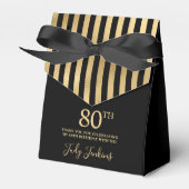 80歳の誕生日 ゴールドストライプのお礼 フェイバーボックス (正面サイド)