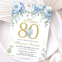 80歳の誕生日 ゴールド ダスティブルー フローラル サプライズ