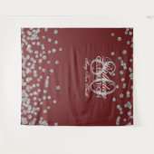 80歳の誕生日 シルバー バーガンディ コンフェッティ 背景 タペストリー (正面(横))