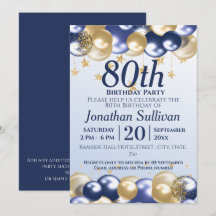 80歳の誕生日 ネイビーゴールドバルーン パーティー
