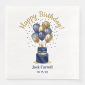 80歳の誕生日 ネイビーブルーのバルーンケーキ (正面)